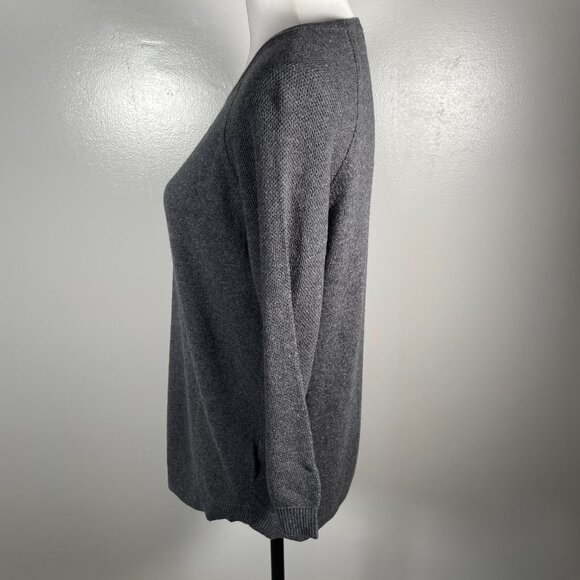 Banana Republic Charcoal Gray Crewneck Fine Tight Knit 3/4 Sleeve Sweater S - Picture 6 of 13